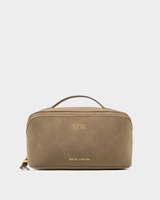 Soho Suedette Medium Makeup & Toiletry Bag - Taupe