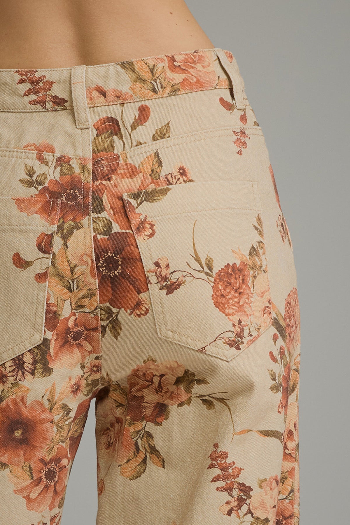Wide Leg Floral Pant - Taupe
