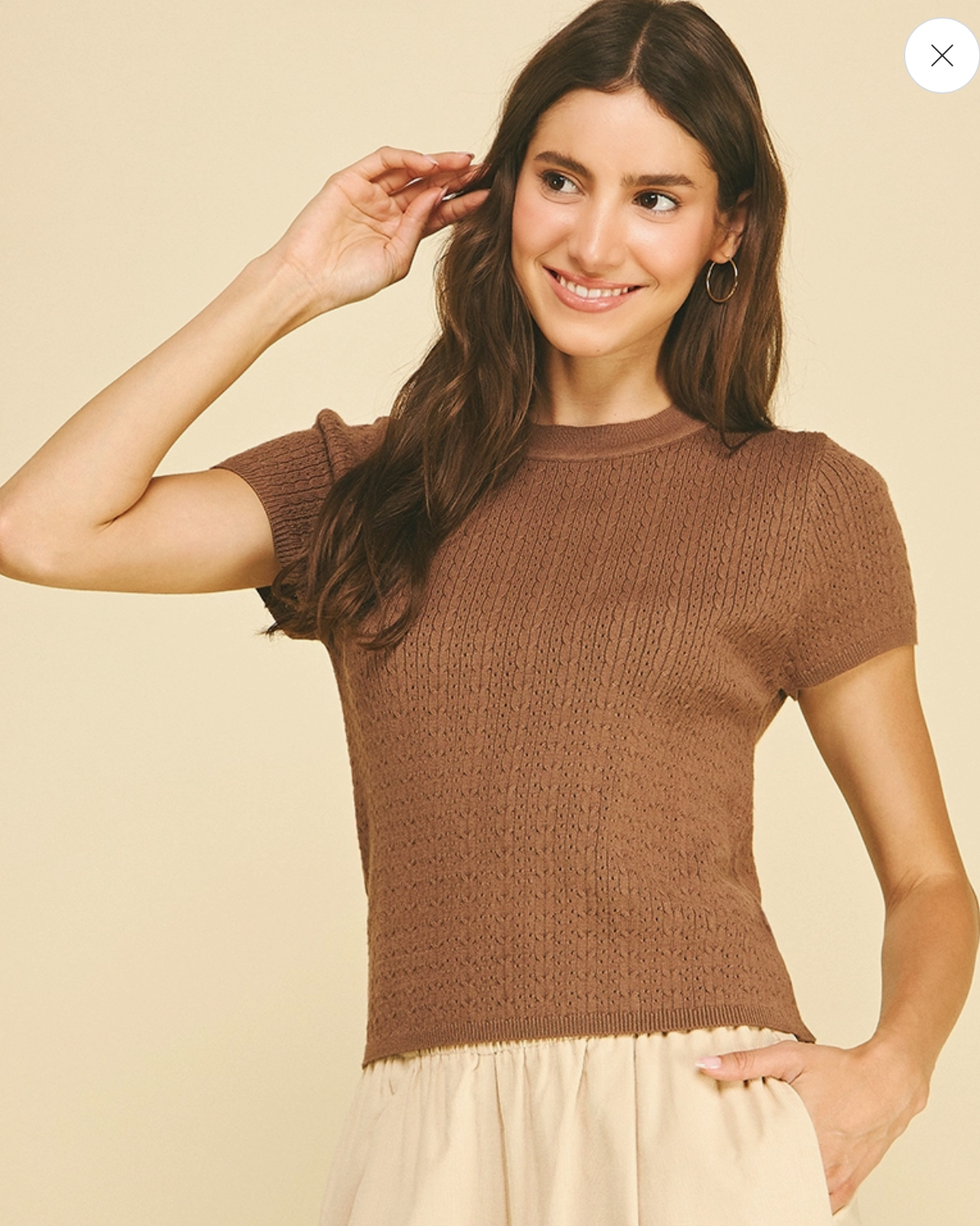 Pointelle Cable Knit Sweater