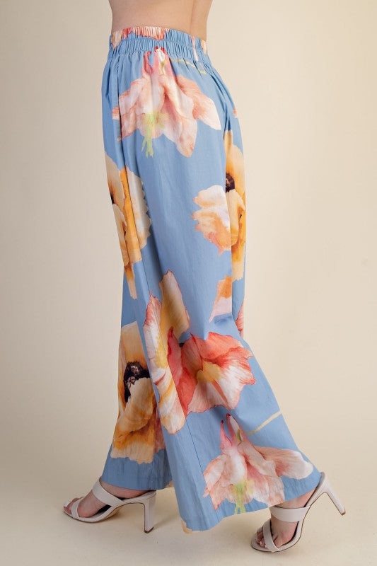 Blue Floral Pant Set
