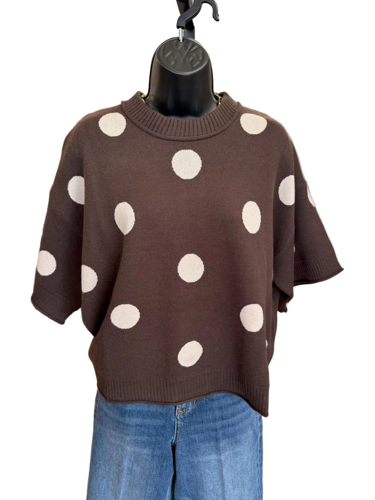 Polka Dot Short Sleeve Sweater