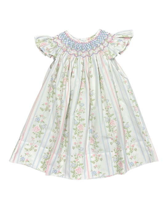 Valerie Floral Rose Vine Print Smocked Dress
