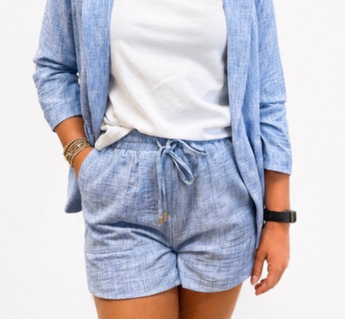 Pull On Shorts - Chambray