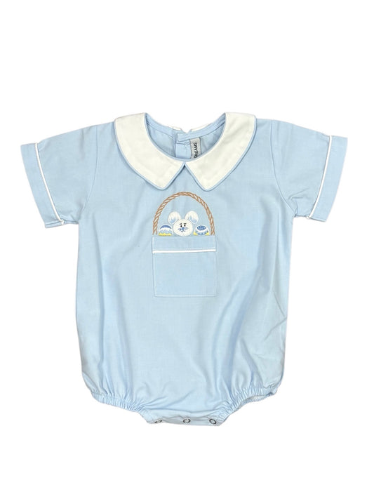Bunny & Basket Embroidered Blue Bubble