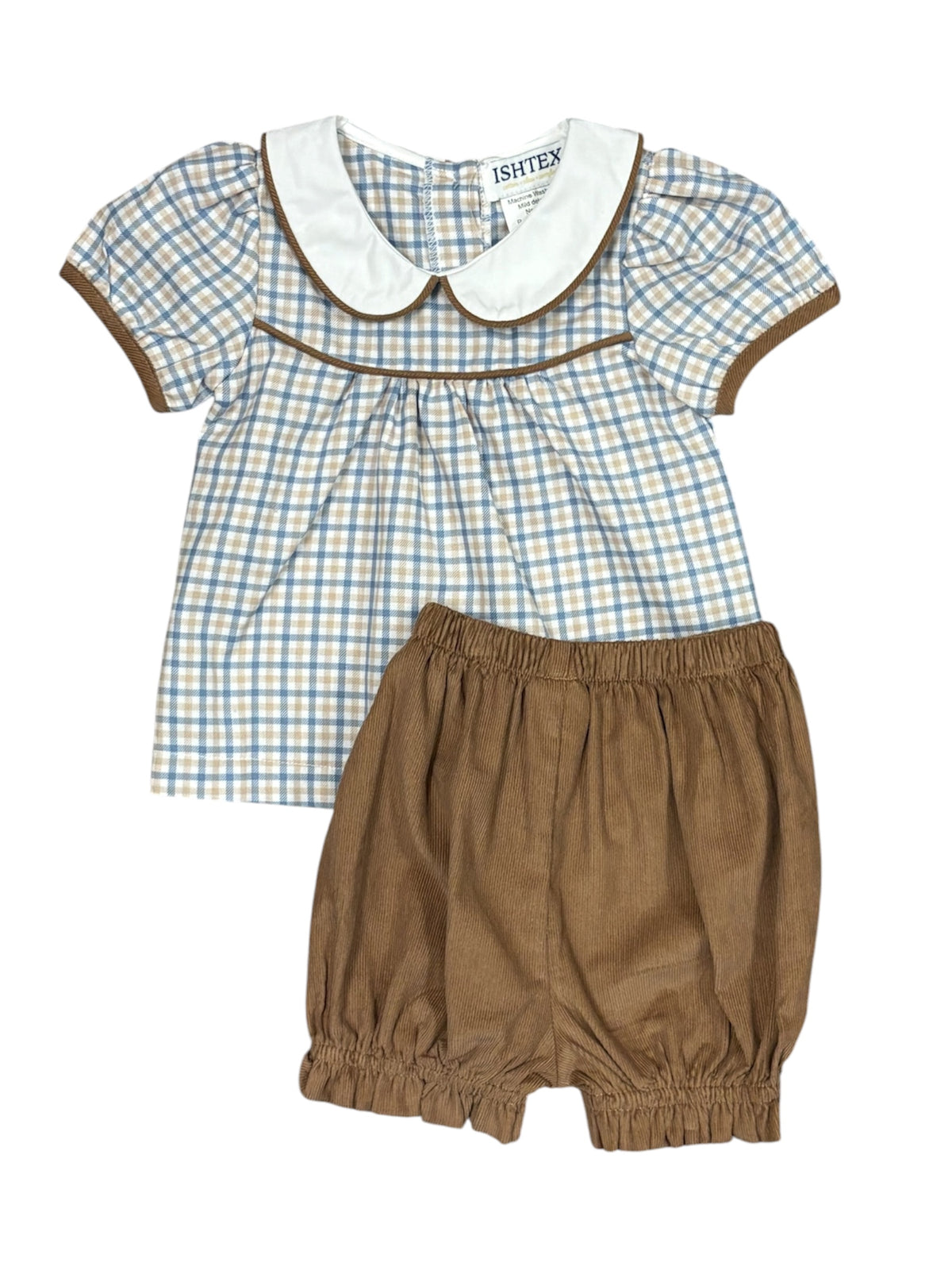 Blue/Khaki Plaid Bloomer Set