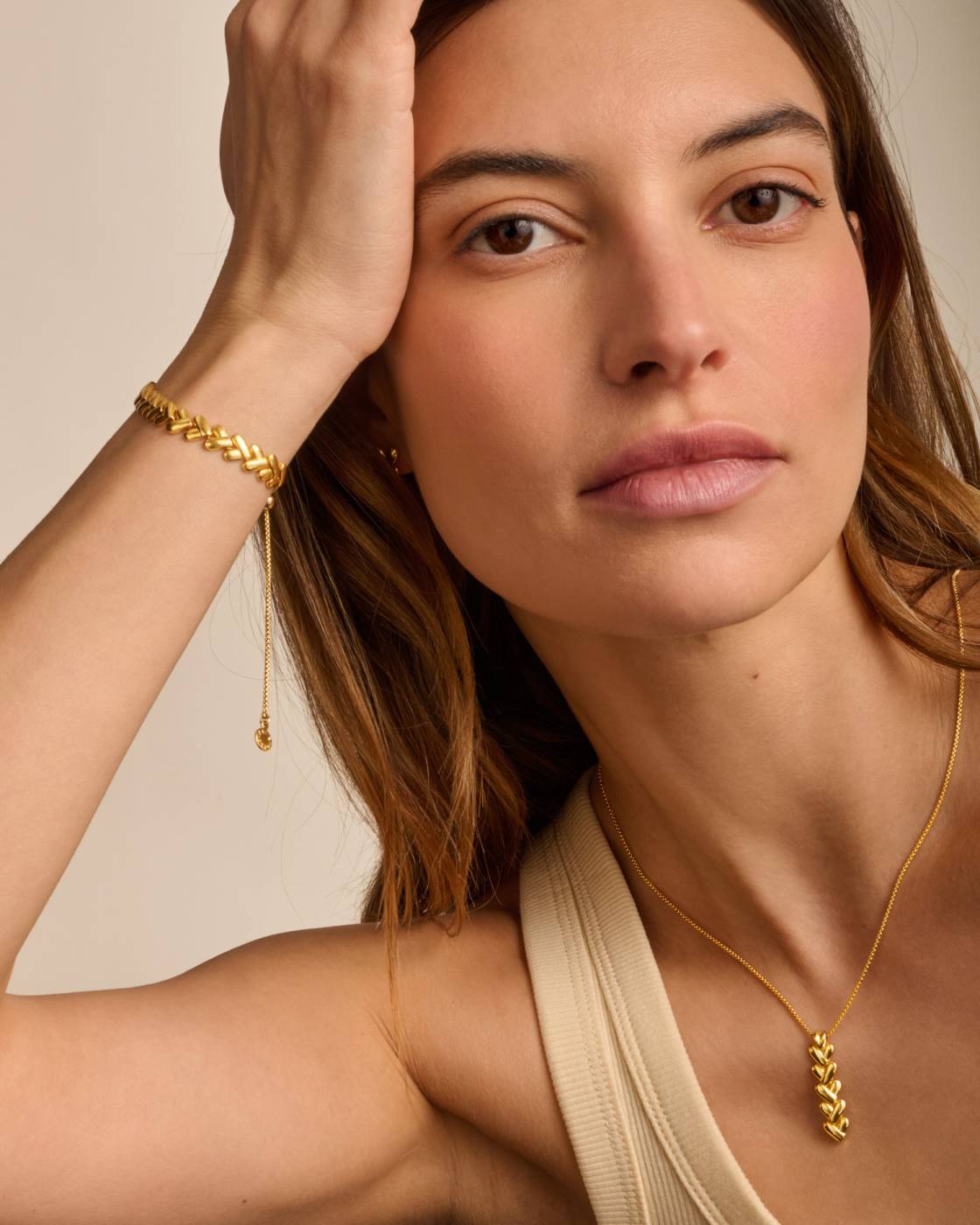 Heart Link Waterproof Gold Bracelet