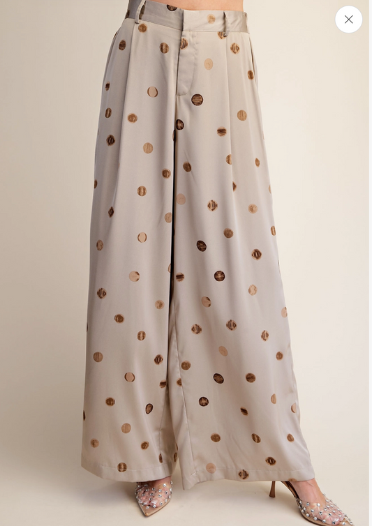 Tailored Wide Polka Dot High Waist Pants