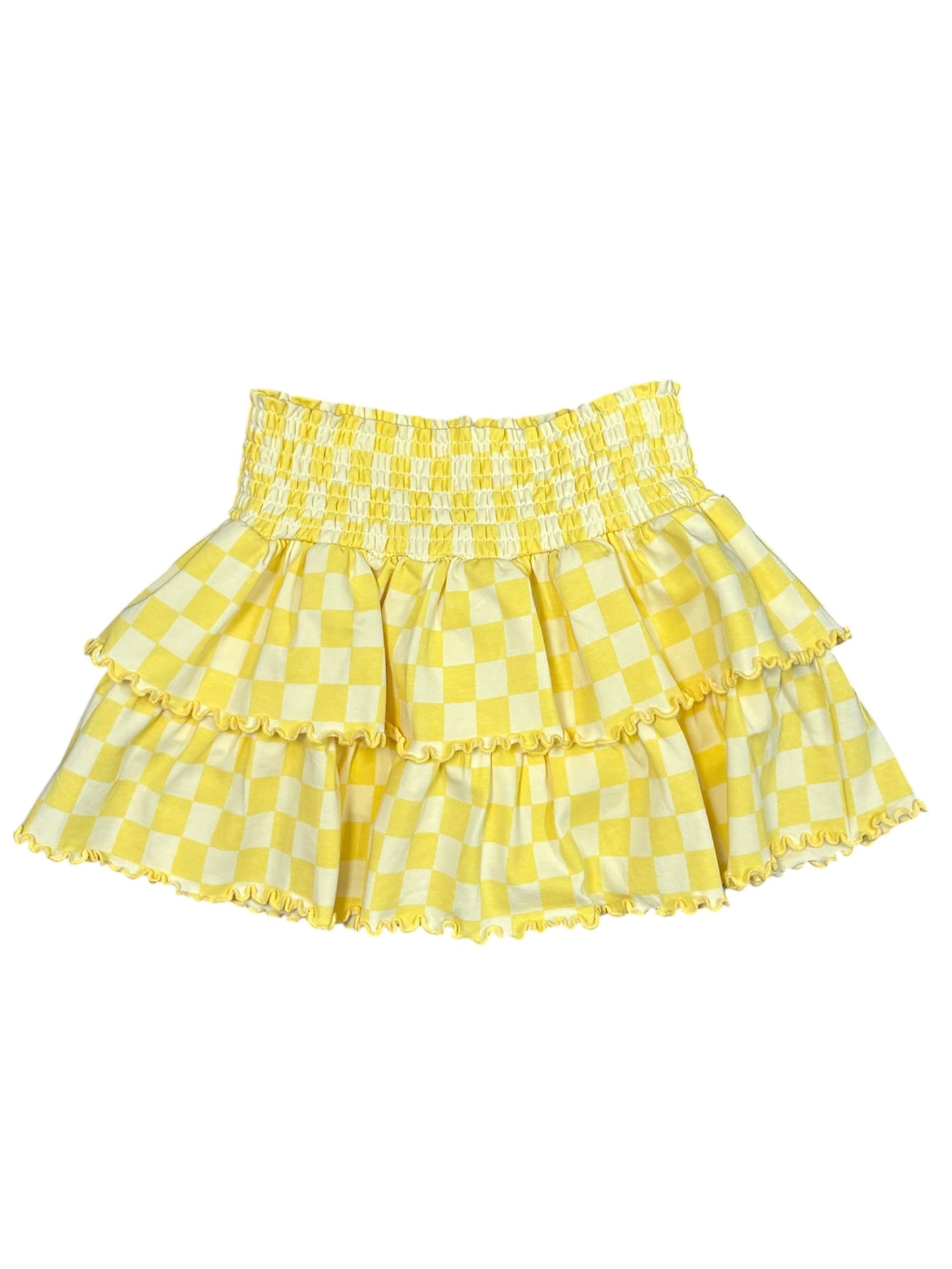 Smocked Waistband Checkered Skort
