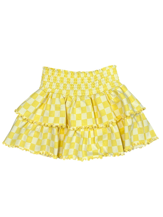 Smocked Waistband Checkered Skort