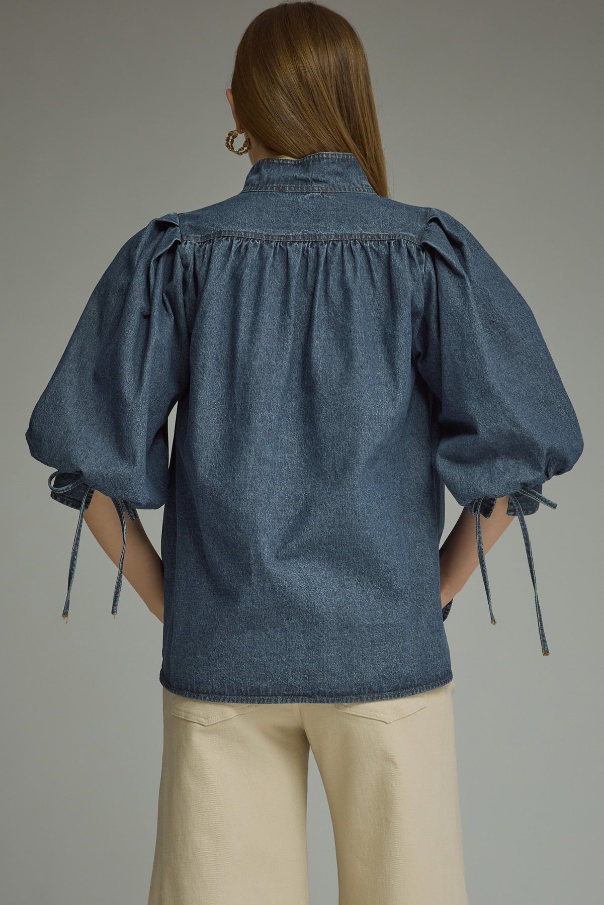 Denim Sleeve Tie Top