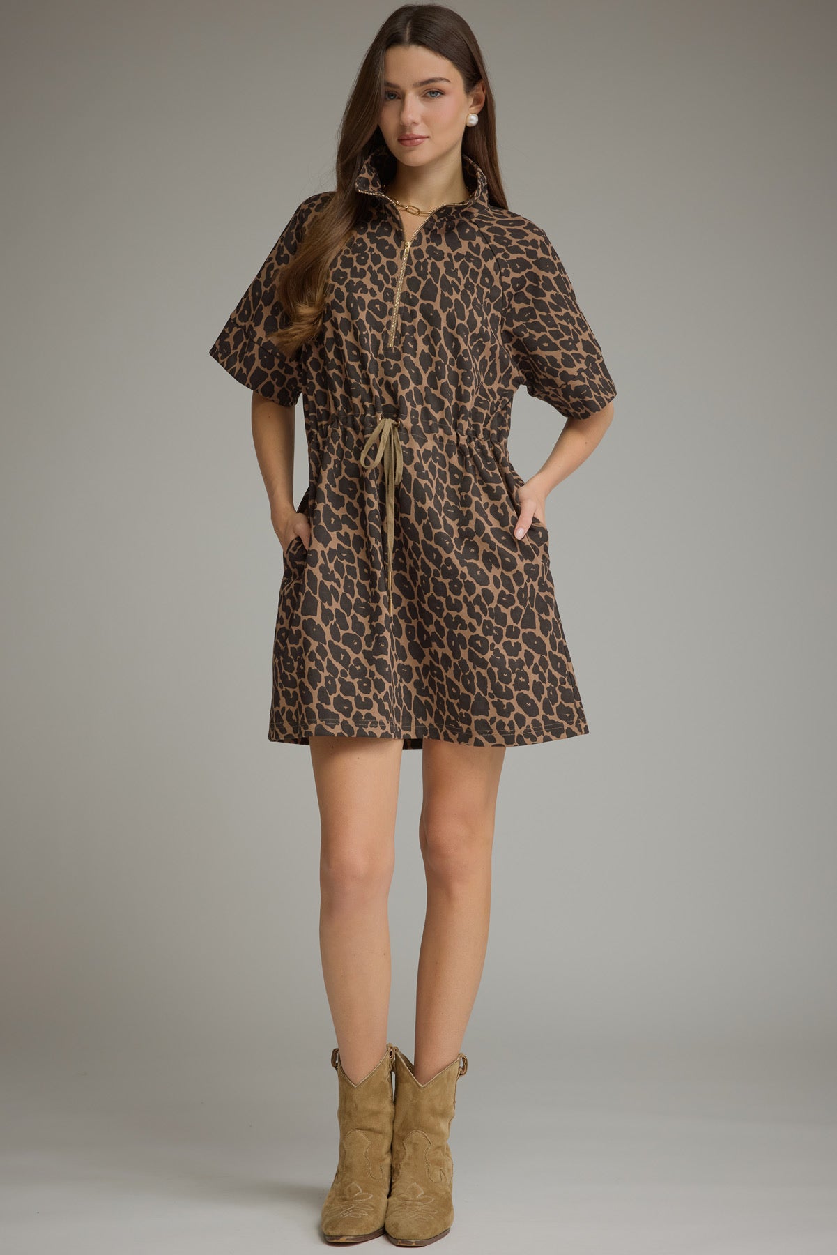 Leopard Drawstring Dress