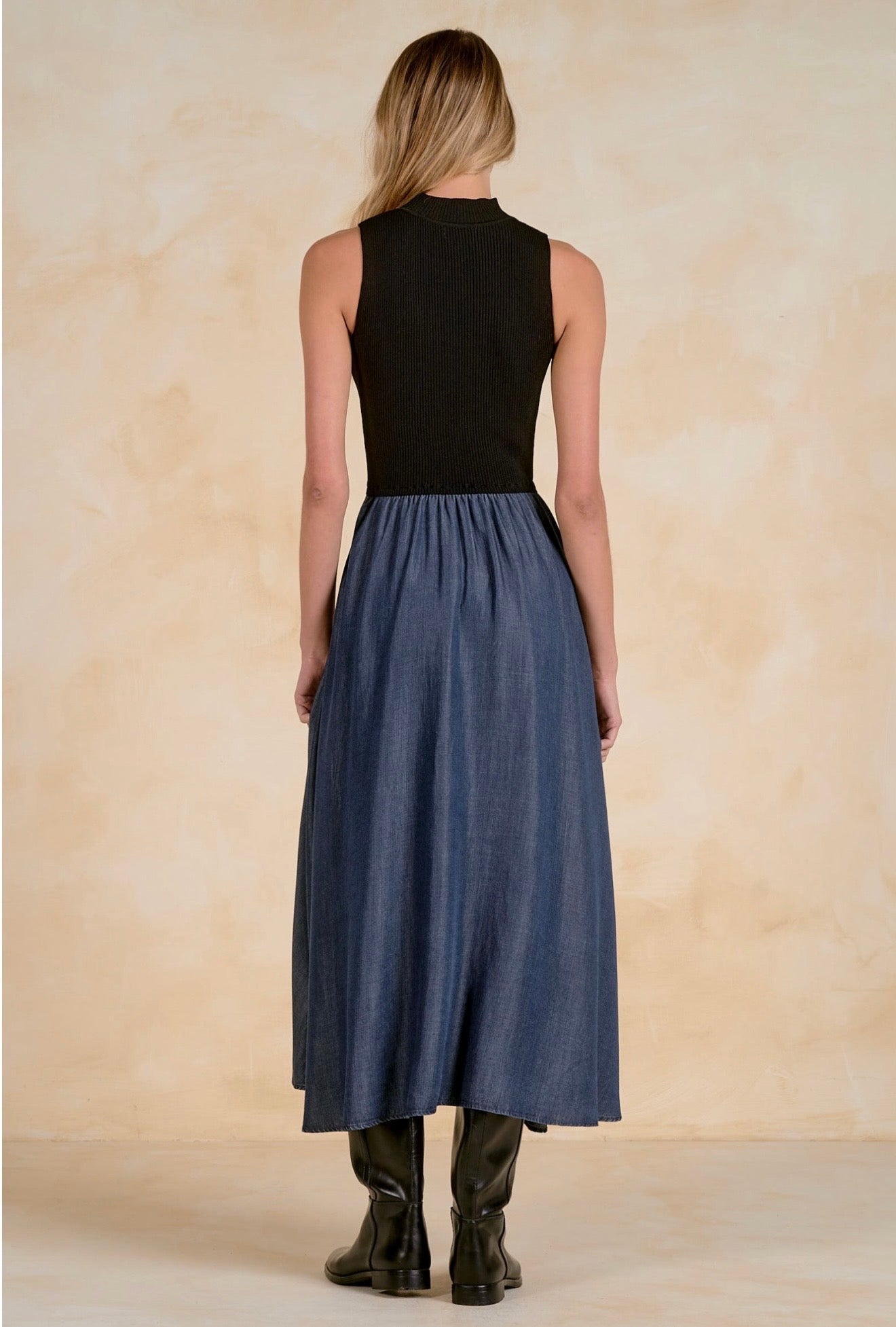 Denim And Knit Dress