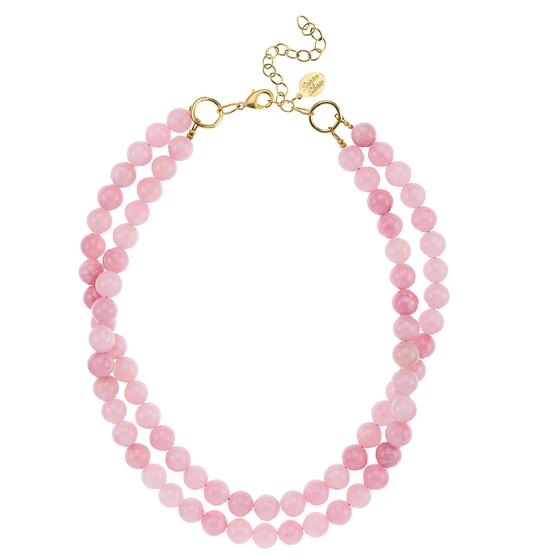 Double Strand Pink Jade Necklace