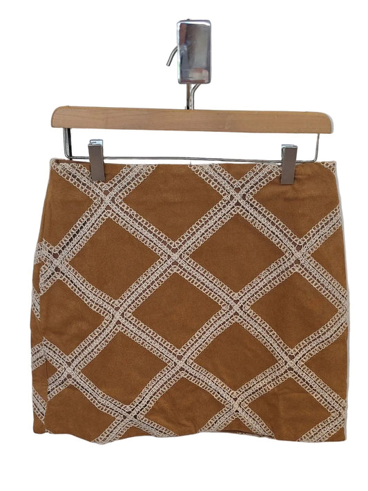 Crochet Patch Suede Mini Skirt