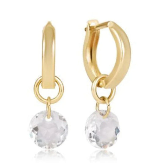 Huggie Gold 0.5" Hoop - Reflection Small Charm April