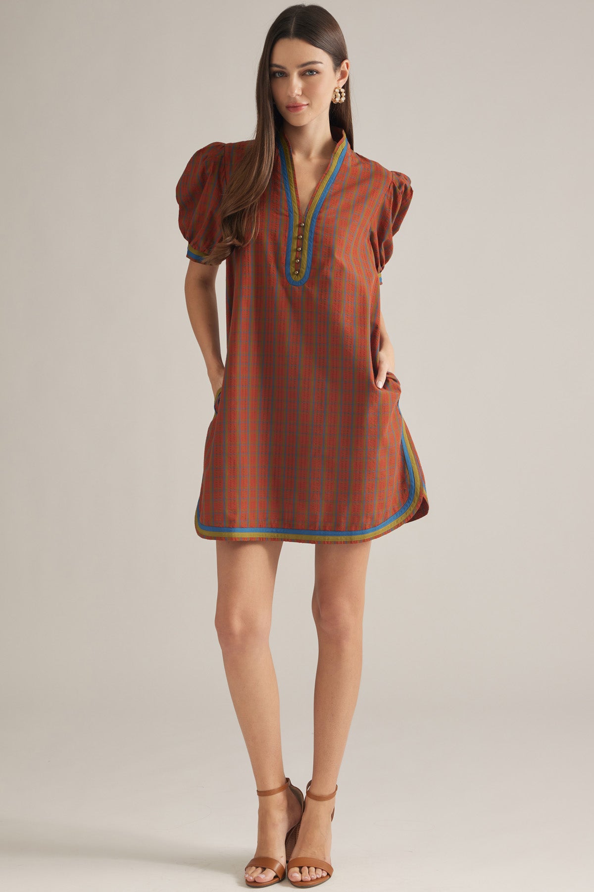 Burnt Orange Plaid Dress