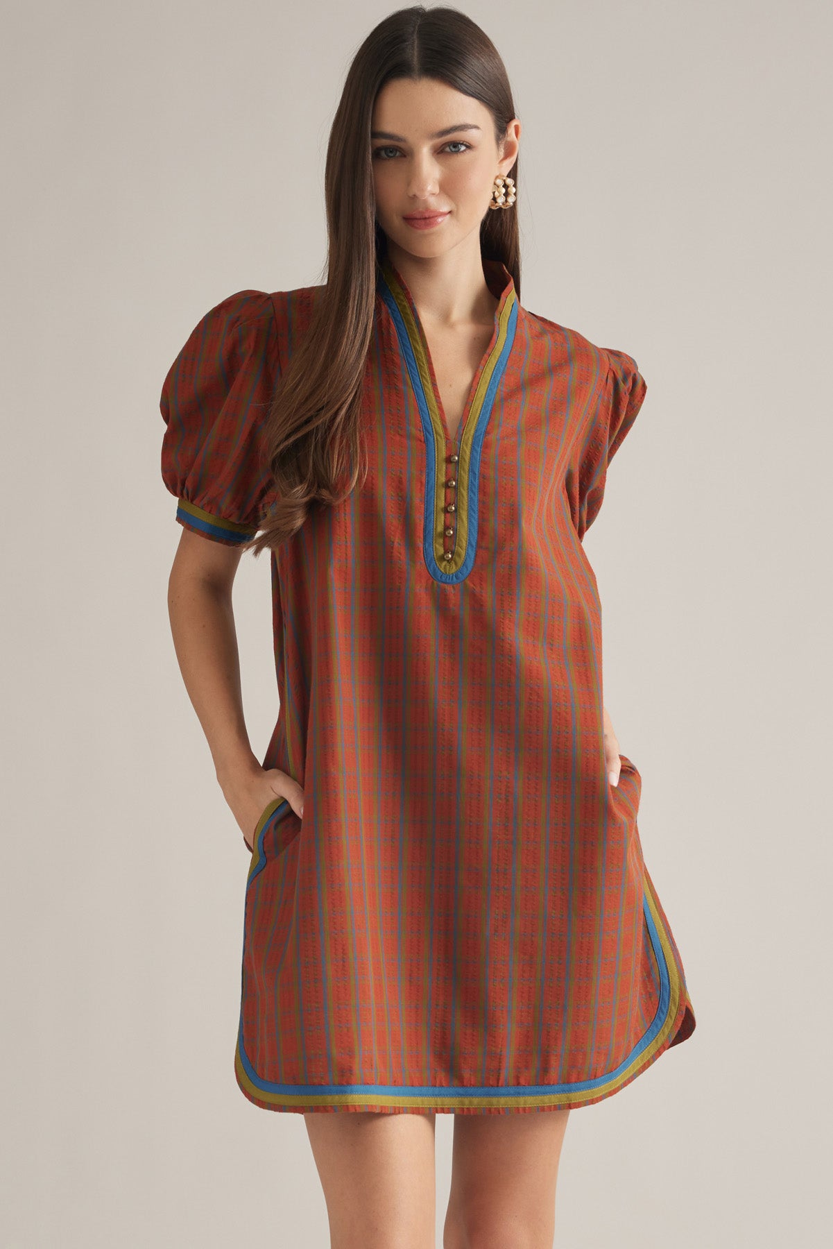Burnt Orange Plaid Dress