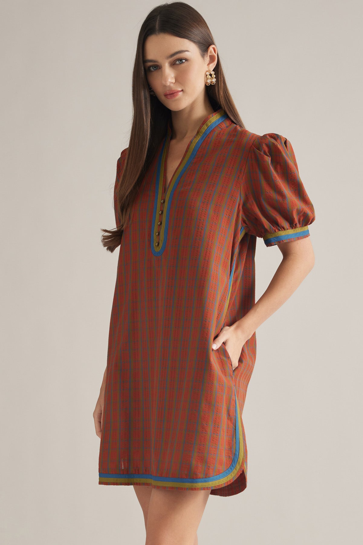 Burnt Orange Plaid Dress