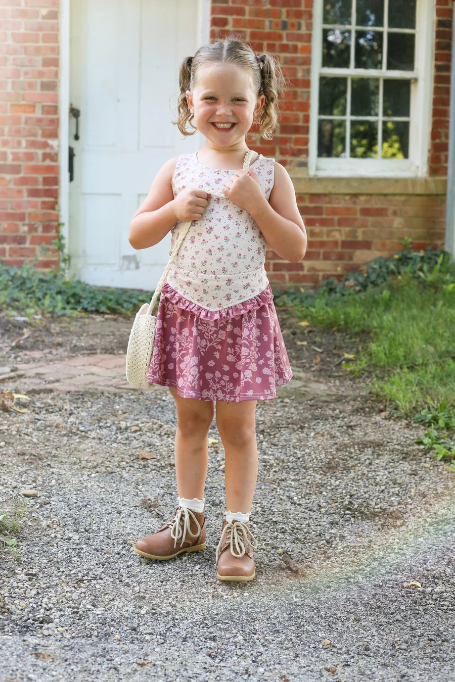 Mauve Floral Skort Set