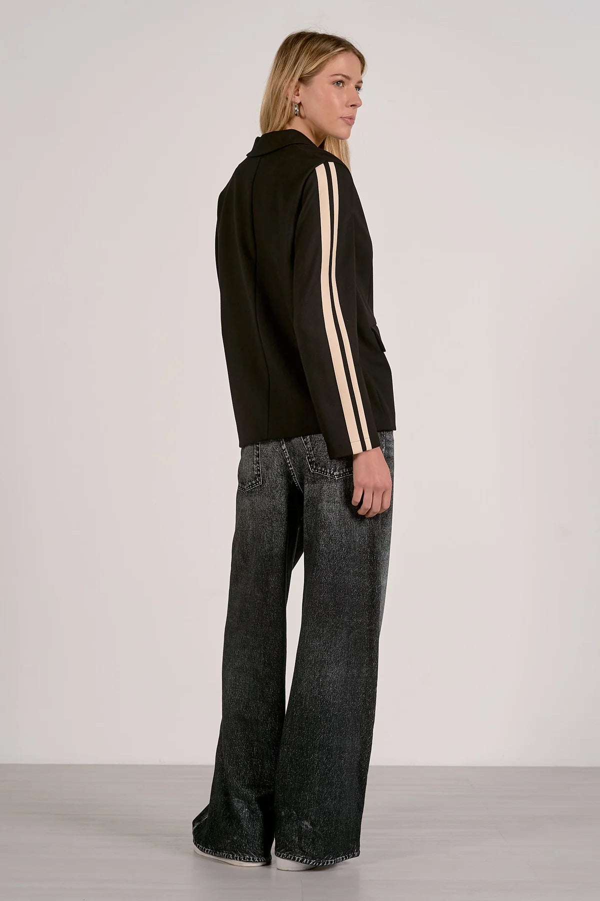 Track Jacket With Natural Stripe - Black