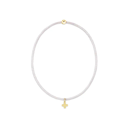 Hope Classic Silky White Bracelet - Signature Cross Small Gold Charm
