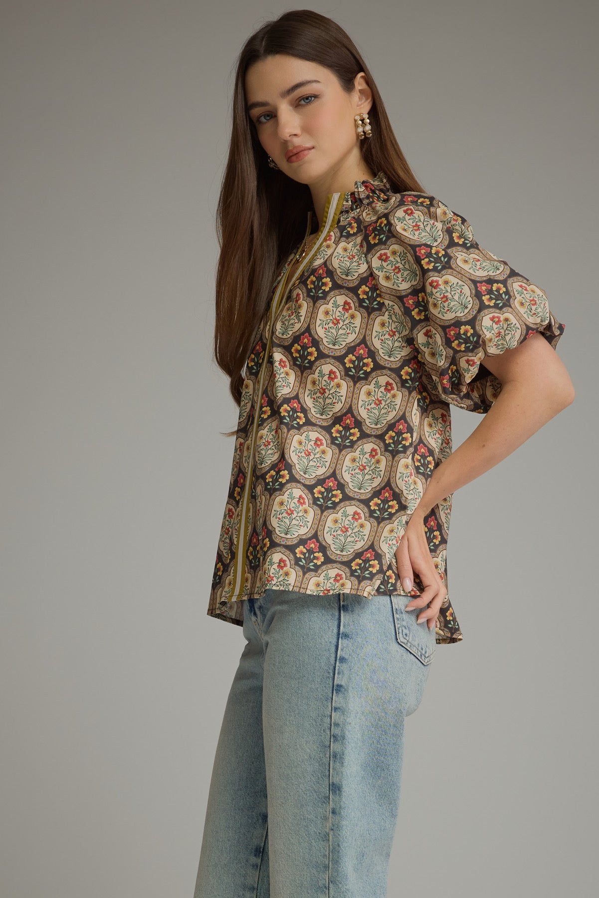 Black Multi Puff Sleeve Top