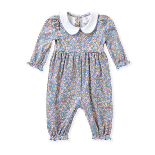 Blue Fall Floral Proper Romper