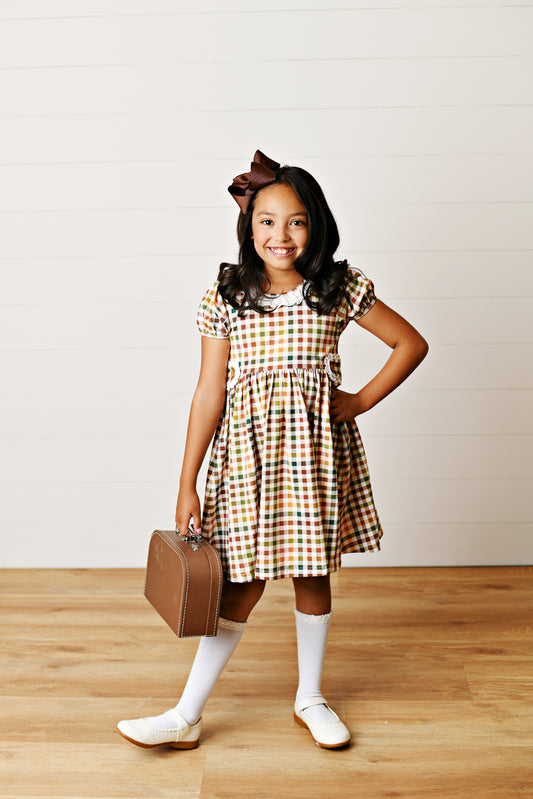 Fall Gingham Tab Dress
