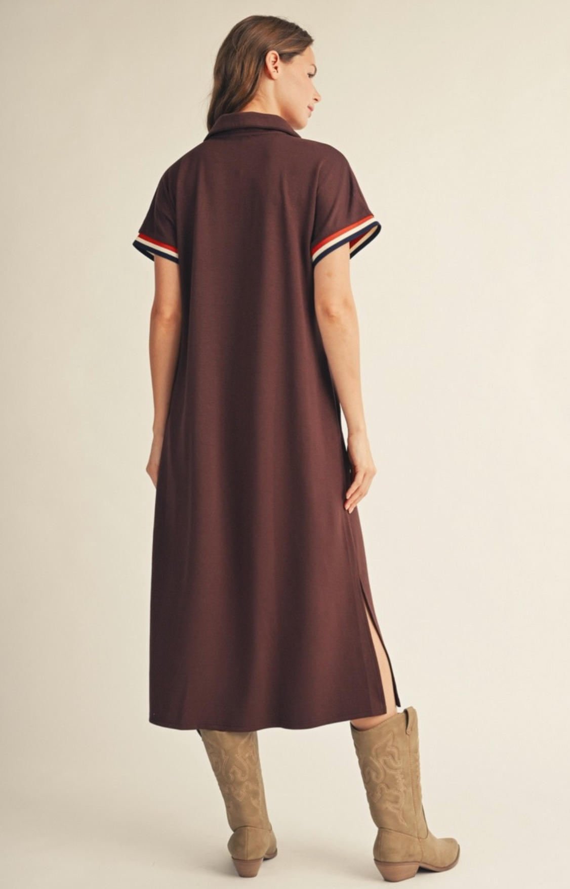 Color Rib Band Trim Dress
