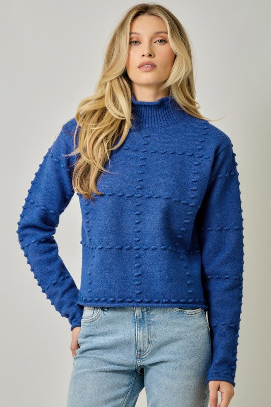 High Neck Pompom Sweater