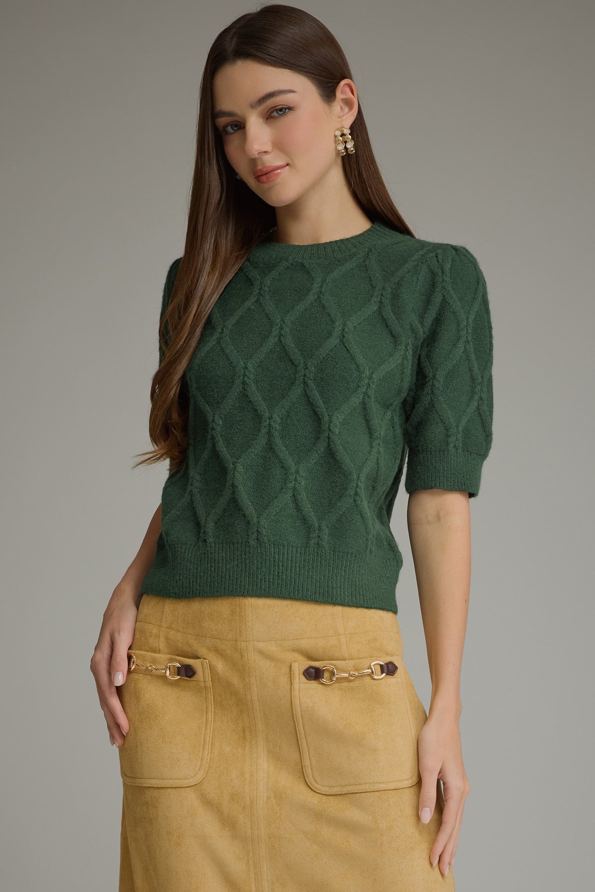 Cable Knit Top - Hunter Green