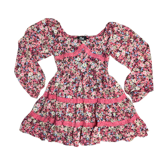 Burgundy Floral Chiffon Dress
