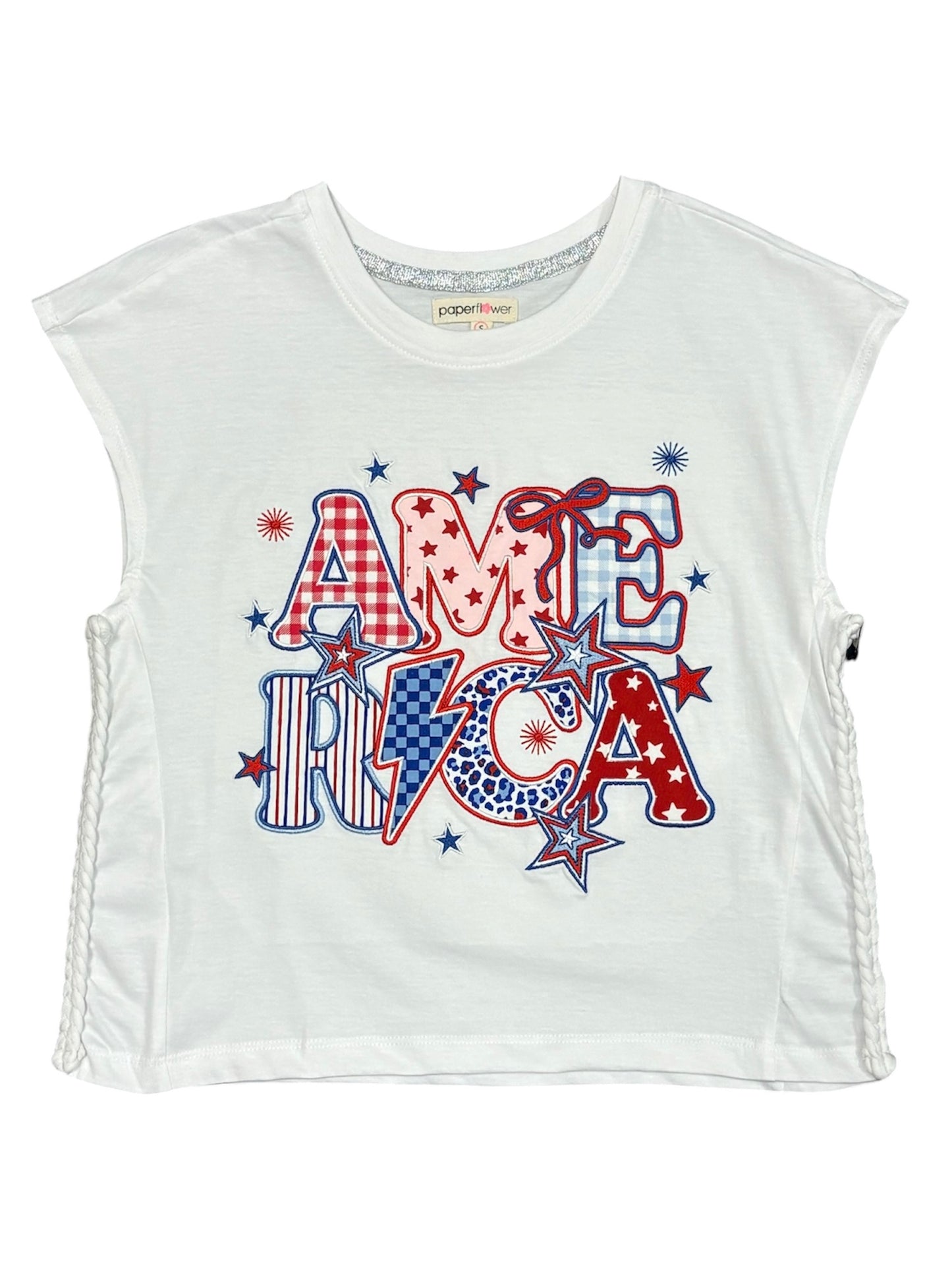 America W Embroidery Tank Top