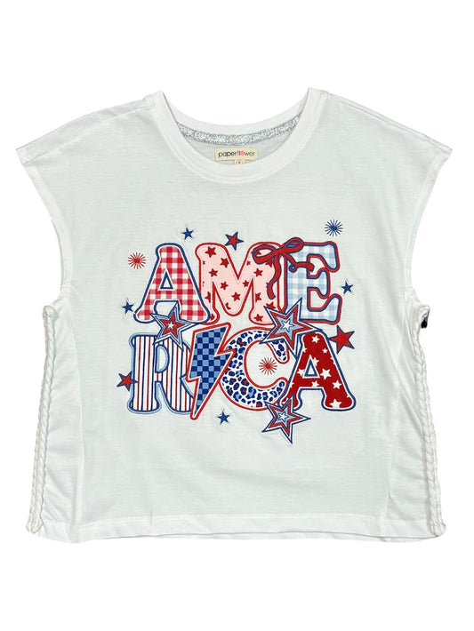 America W Embroidery Tank Top