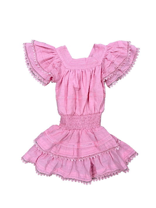Pink Swiss Dot Jewel Dress