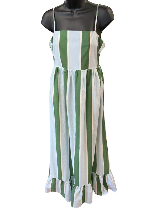 Green Striped Tank Midi Dress