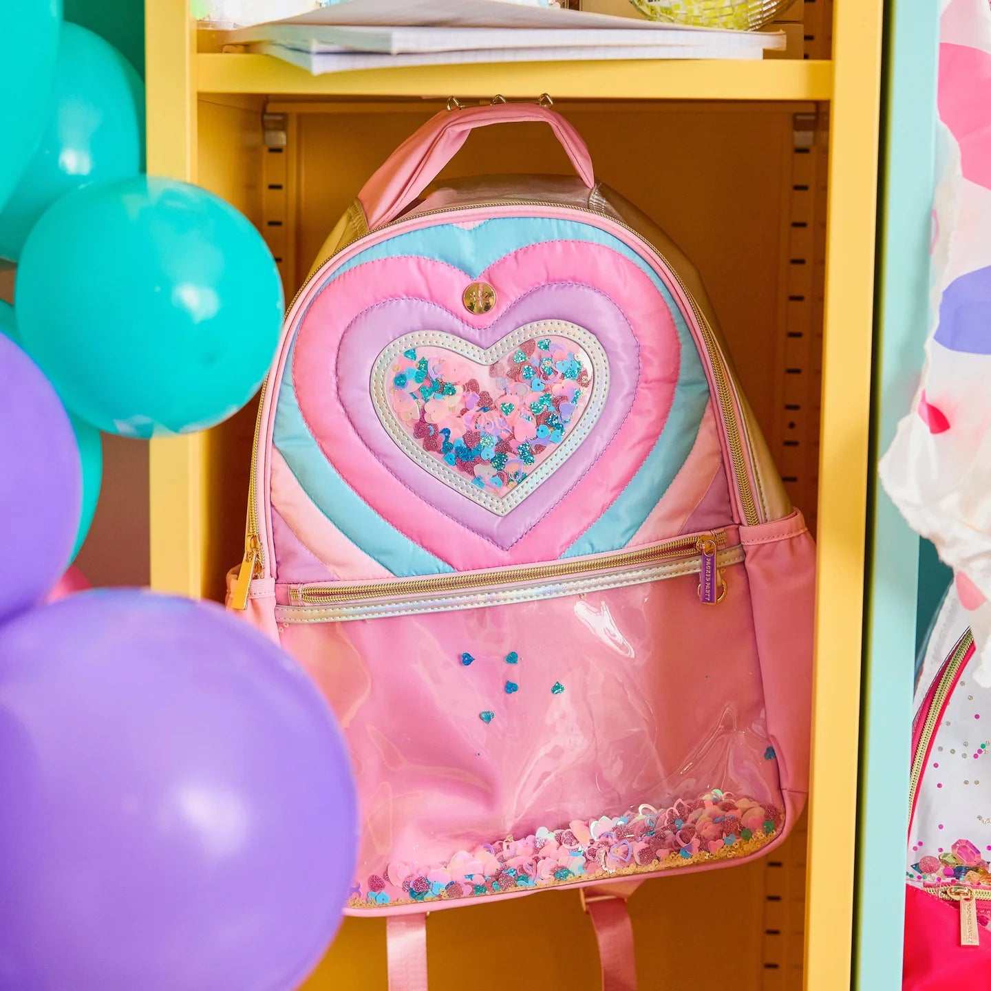 “Taylor” Quilted Confetti Heart Backpack