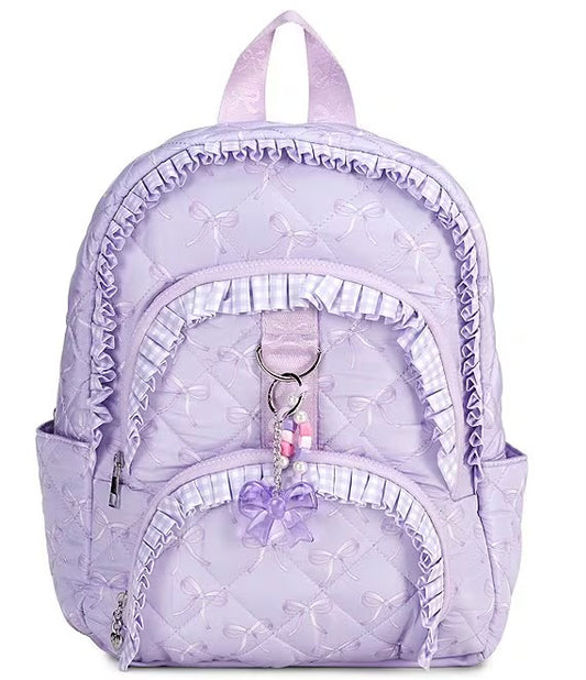 QUILTED RUFFLE BOW BACKPACK