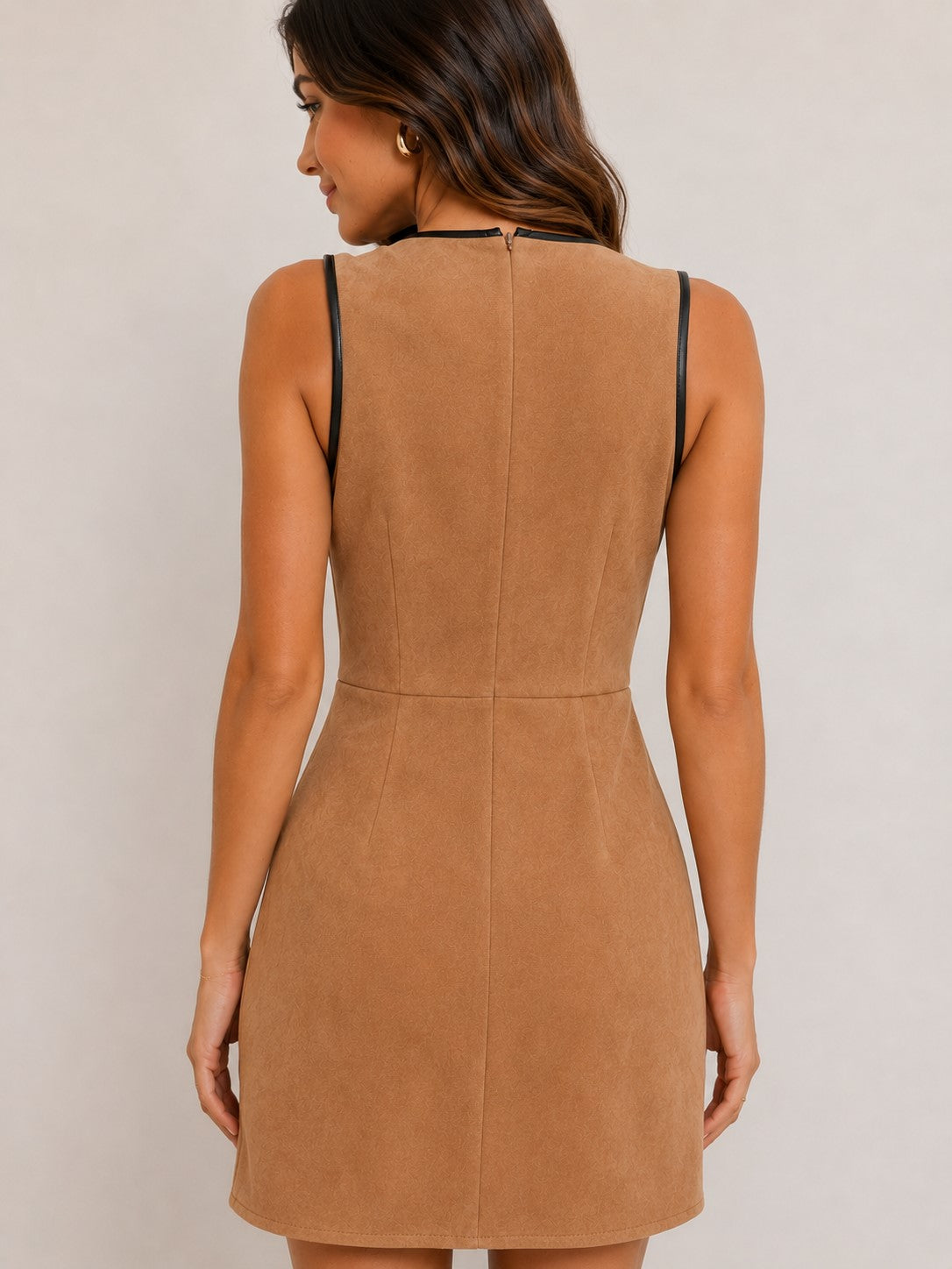 Bow Detail Faux Suede Dress