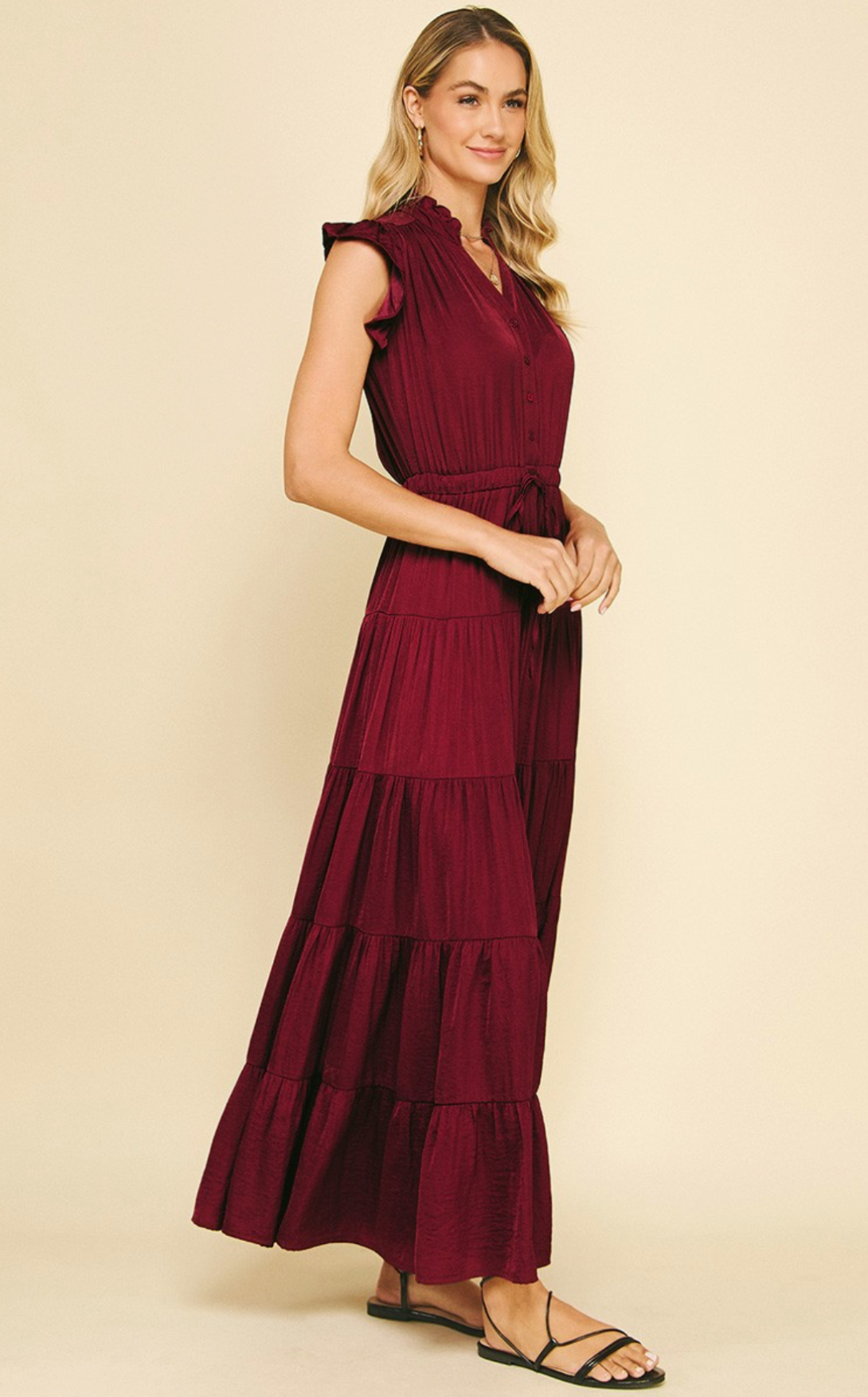 Satin Tiered Maxi Dress