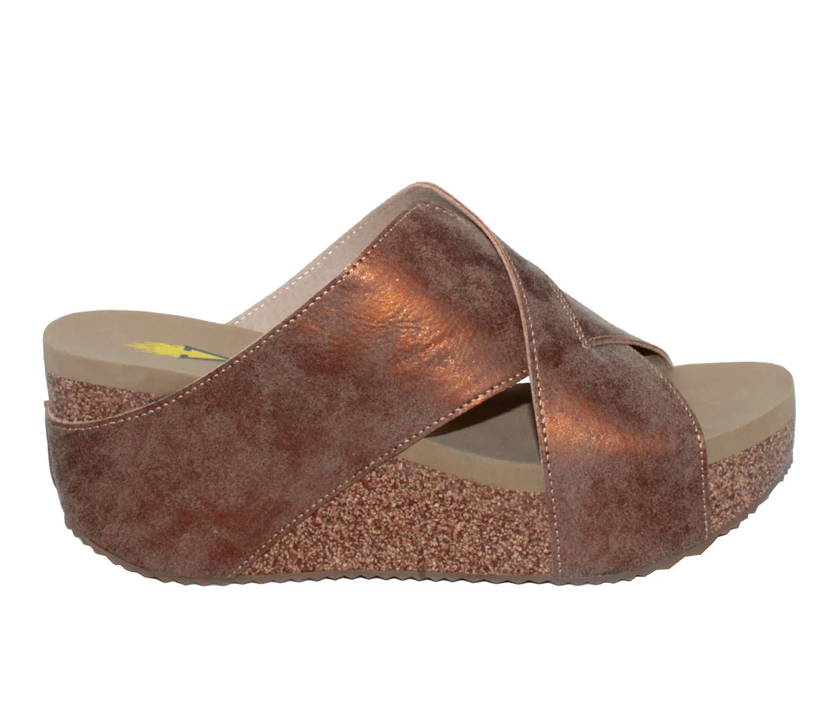 Firefly Leather Criss Cross Sandal - Bronze