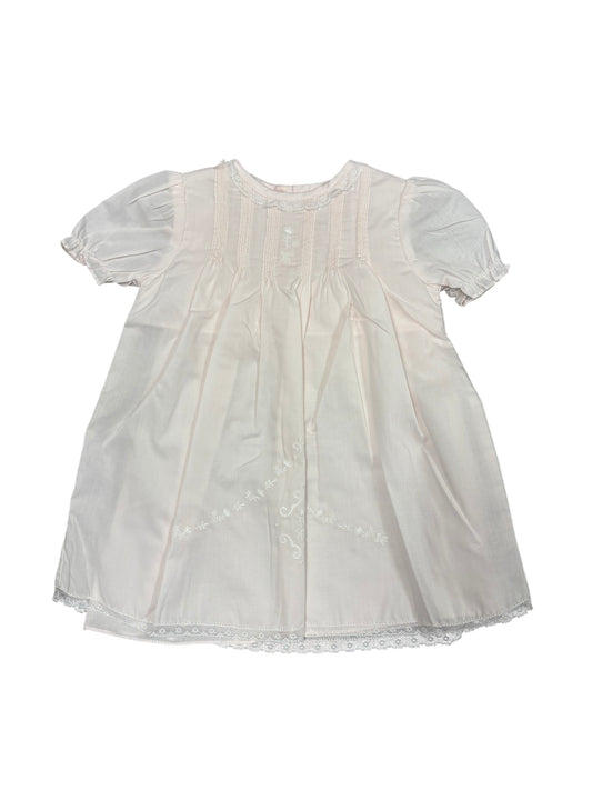 Light Pink Embroidered Smock Dress