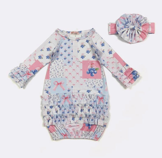 Blueberry Patch Baby Gown