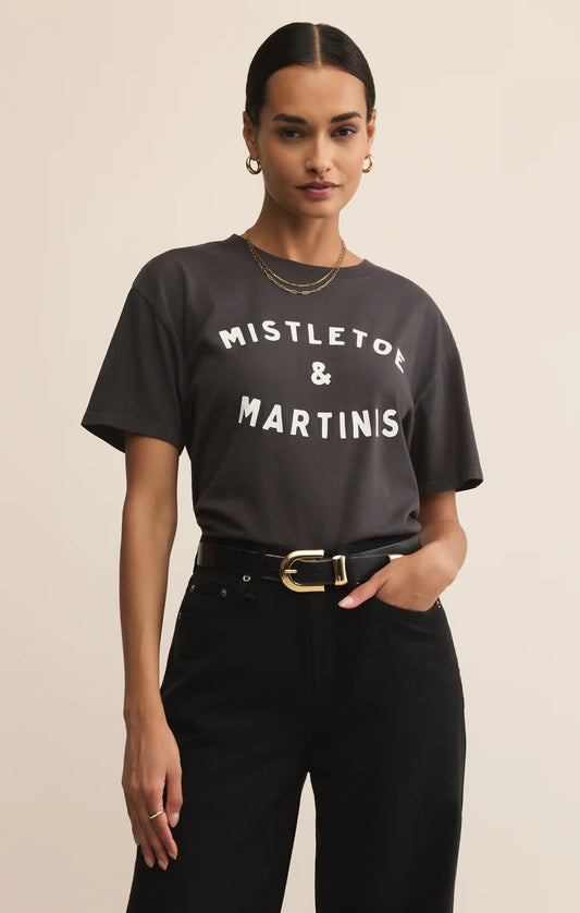 Mistletoe Boyfriend Tee - Black Sand
