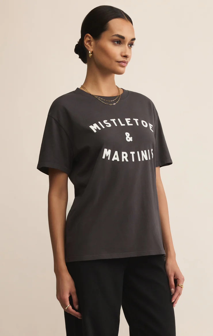 Mistletoe Boyfriend Tee - Black Sand