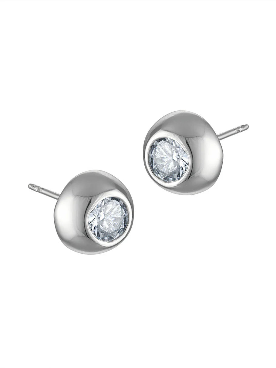 Harper Half Sphere Stud - Silver