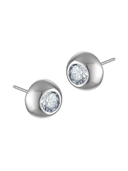 Harper Half Sphere Stud - Silver