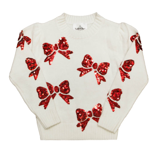 Red Bow Sequin Sweater
