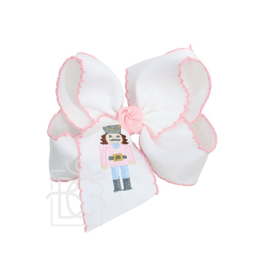 Crochet Edge Bow W/ Nutcracker Embroidery 5.5”