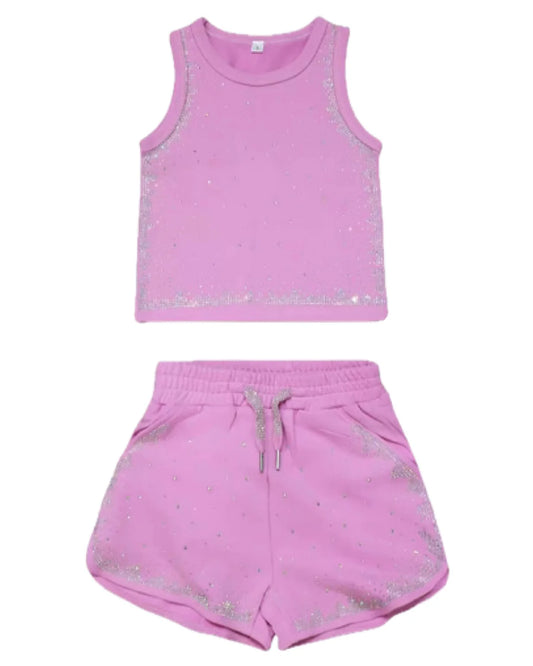 Pink-Purple Diamond Sparkle Short Set